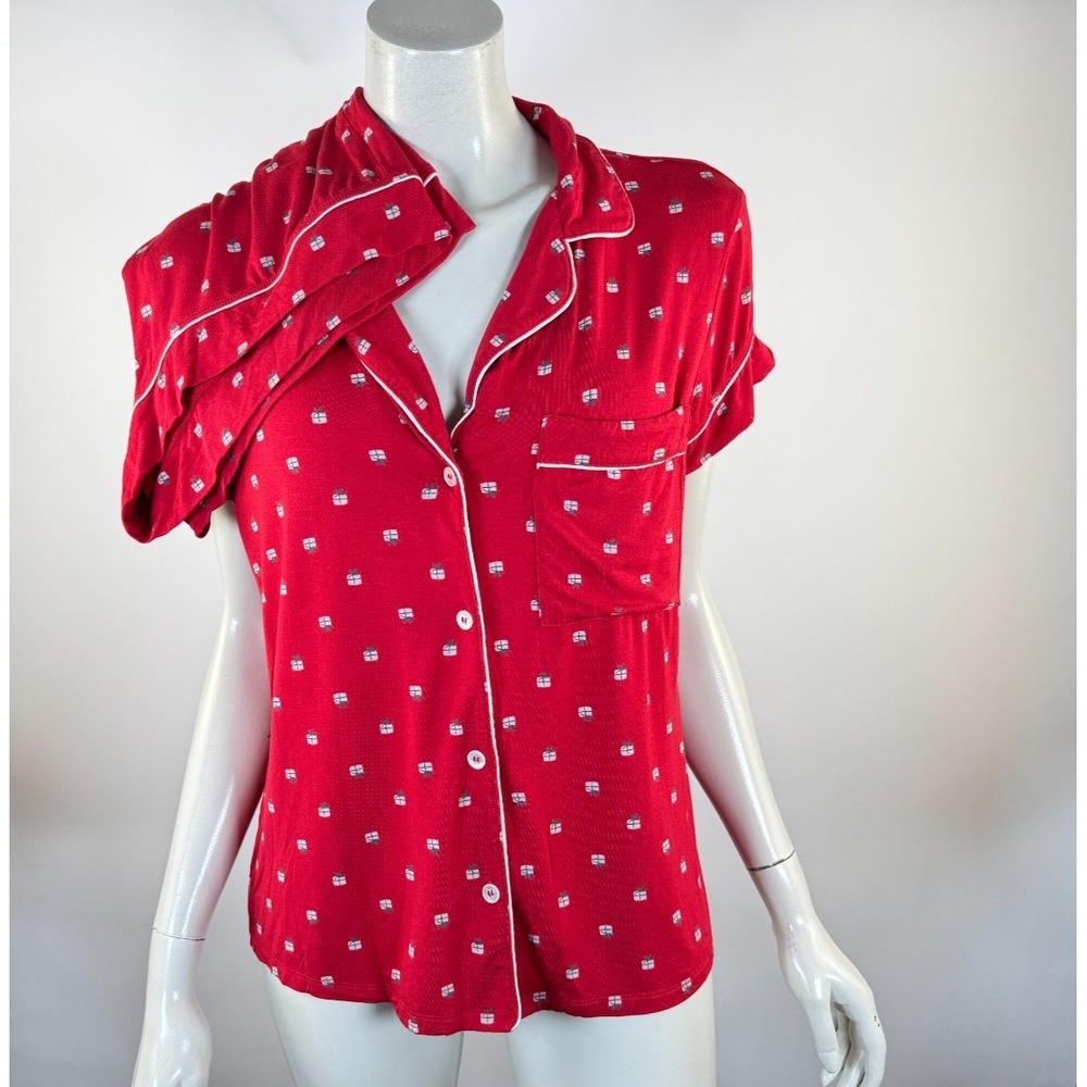 Eberjey 2Pc Gisele Top & Shorts PJ Set Women‎ S EUC Sleepwear Lounge Stretch Red
